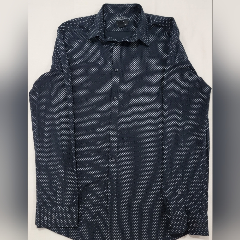 H&M Large Slim Fit Black w/white Long Sleeve Dress Shirt